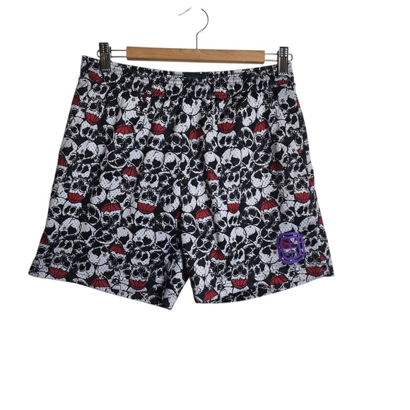 Overtime Other - Overtime Mens Skull Basketball Mesh Shorts Black White Red Size Small